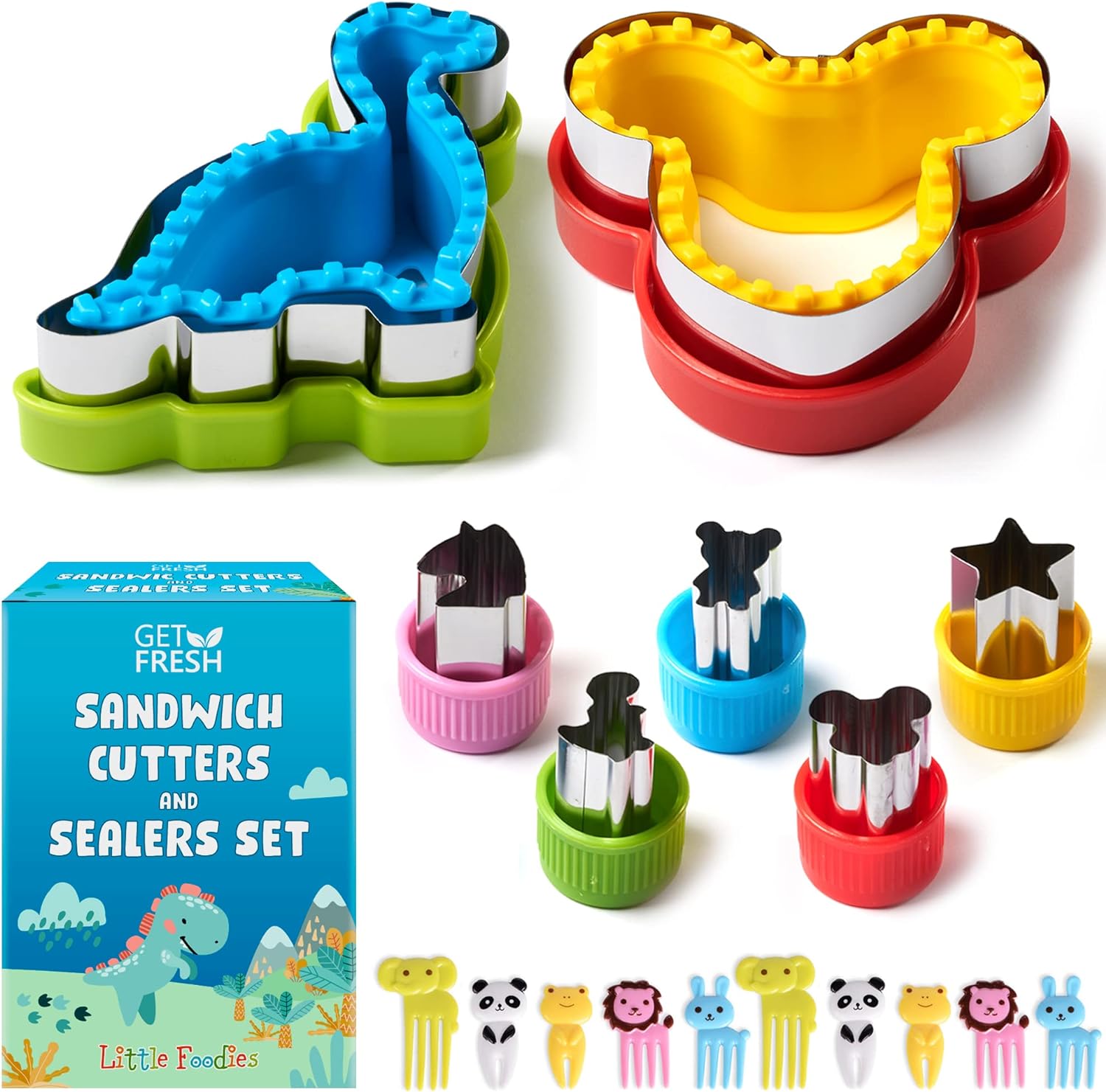 17-pcs Stainless Steel Sandwich Sealers and Veggie Cutters for Kids