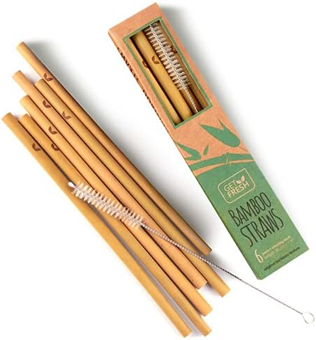 Reusable Bamboo Drinking Straws Set – 6 Pcs