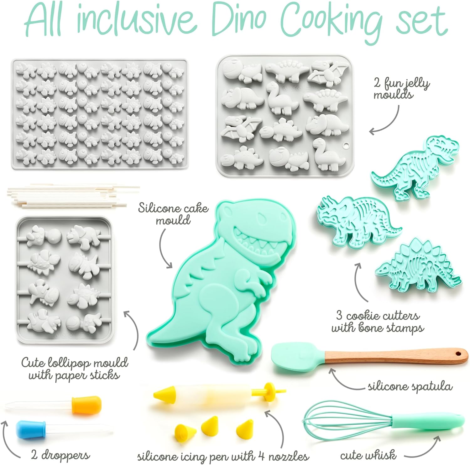Dinosaur Baking Cooking Tool Set for Kids – 12-PCS