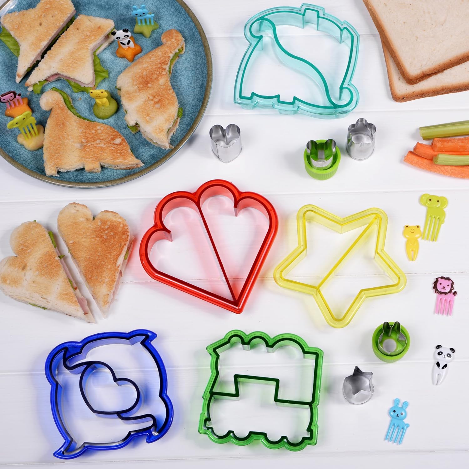 GET FRESH Sandwich & Veggie Cutter Set with 5 Shapes, 20 Pieces