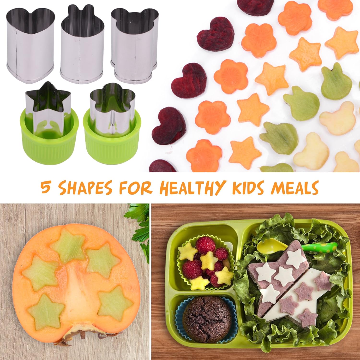 GET FRESH Sandwich & Veggie Cutter Set with 5 Shapes, 20 Pieces