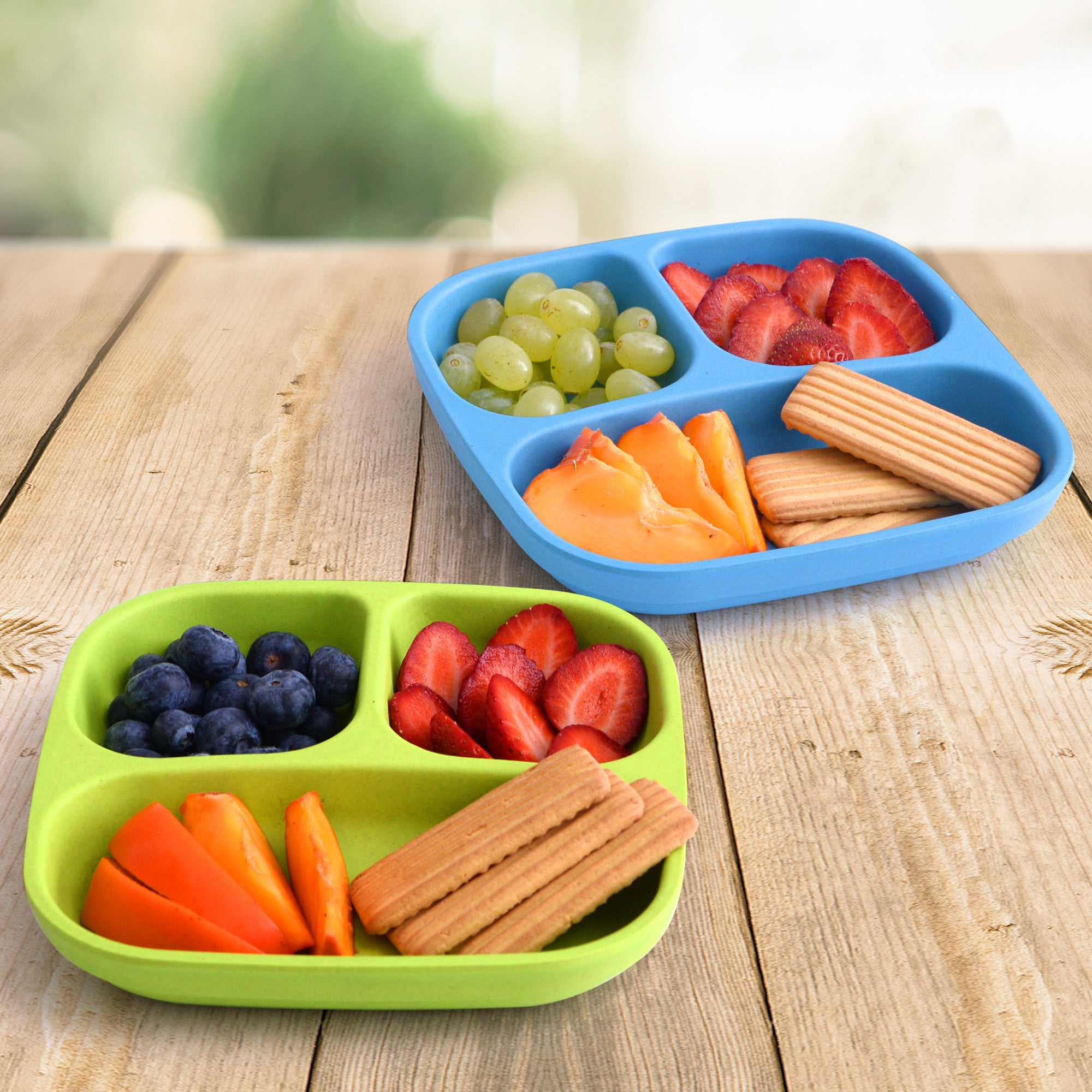 Bamboo Divided Plate Set Eco Friendly Kids Dinner Plate 